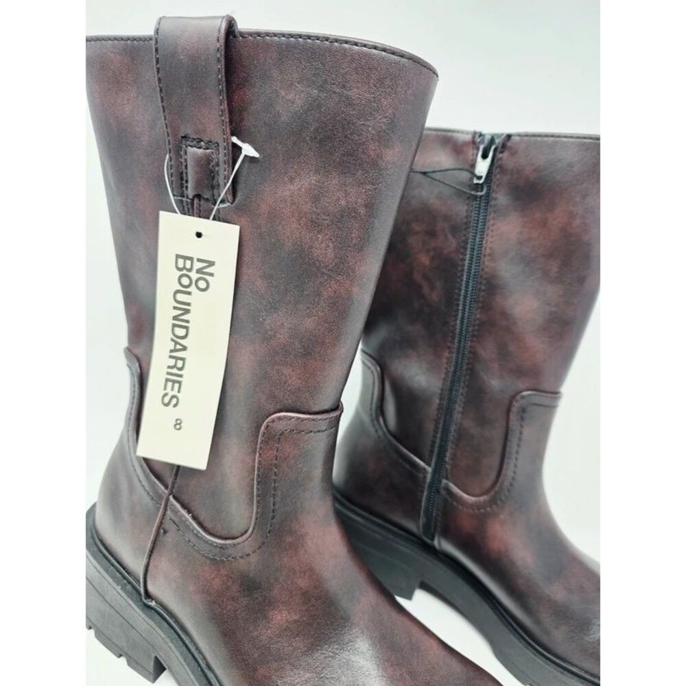 No Boundaries Lug Sole Mid-Calf Zip Boots Chocolate Brown Women's Size 8 NWT - Picture 2 of 12